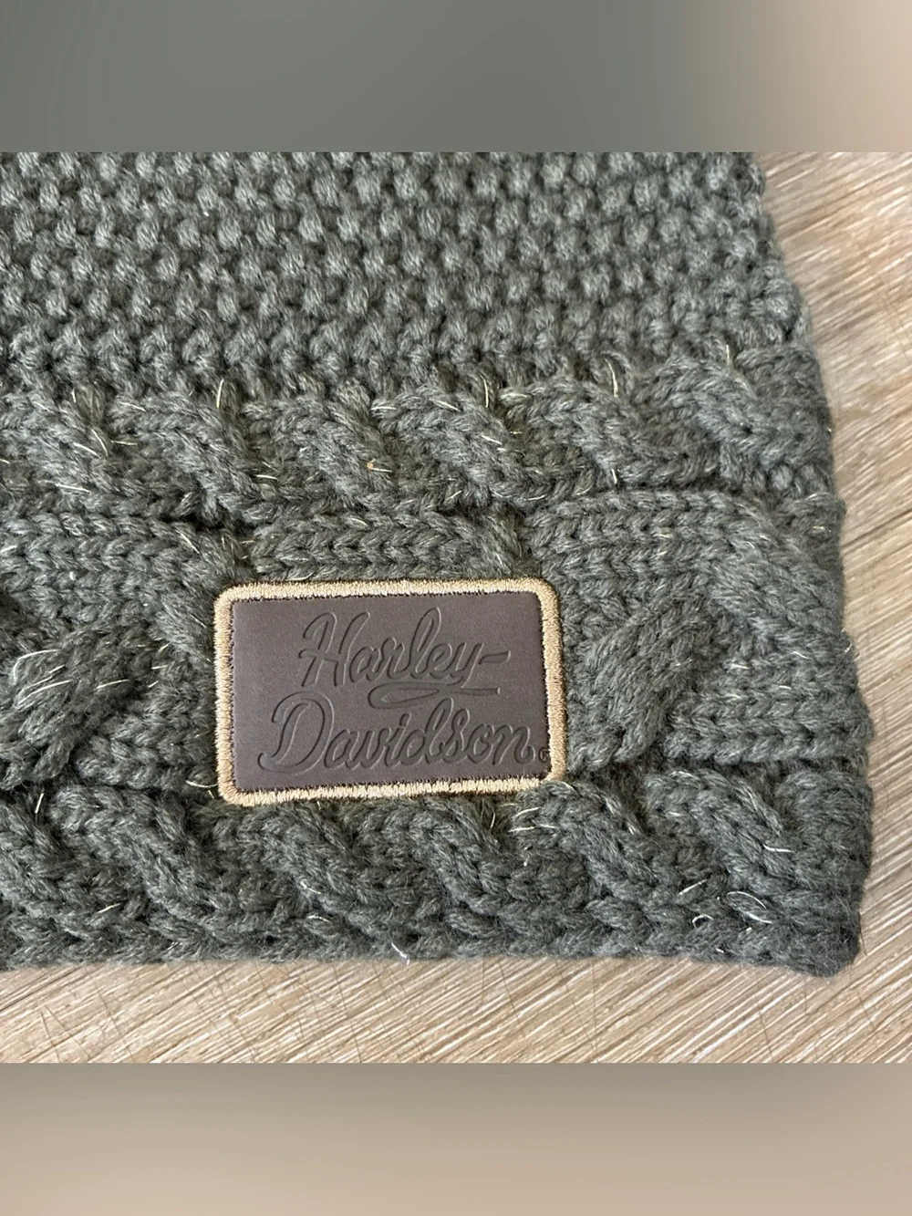 Harley-Davidson Olive Green Beanie Features A Textured Cable Knit